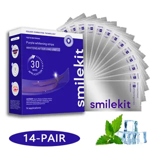 Teeth Whitening Strips, 14 Applications, Purple Tooth Whitening, Combining Whitening and Colour Correction, Teeth Whitening Kit, Whitening Strips, Peroxide Free (Enamel Safe Teeth Whitener for Coffee, Wine, and Other Stains)