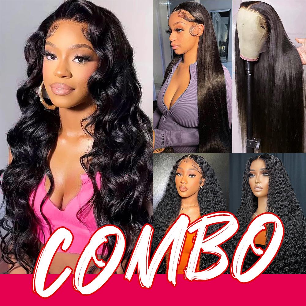 buy 1 get 3 wig 13x4 Lace Front Wigs Human Hair Wigs for Black Women  Lace Front Wigs Deep Wave Wig Human Hair Pre Plucked 13x4 HD Lace Front Wigs 30 Inch