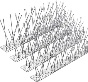 PANGCH Bird Spikes,Stainless Steel Bird Spikes Metal Bird Spikes Fence Spikes Easy to Install - 5 Strips 4.1 Feet Coverage
