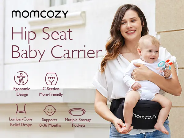 Product Introduction of Momcozy Hip Seat Baby Carrier, Adjustable Ergonomic Carrier with Various Pockets for Newborns & Toddlers up to 45lbs Portable Mother Mom Gift Convenient Travel Gifts wild  bird back baby baby carriers Ergonomic Baby Carrier with Hip Seat 1