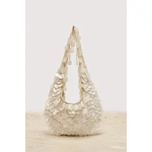 NO WORDS BEADED BAG IN WHITE