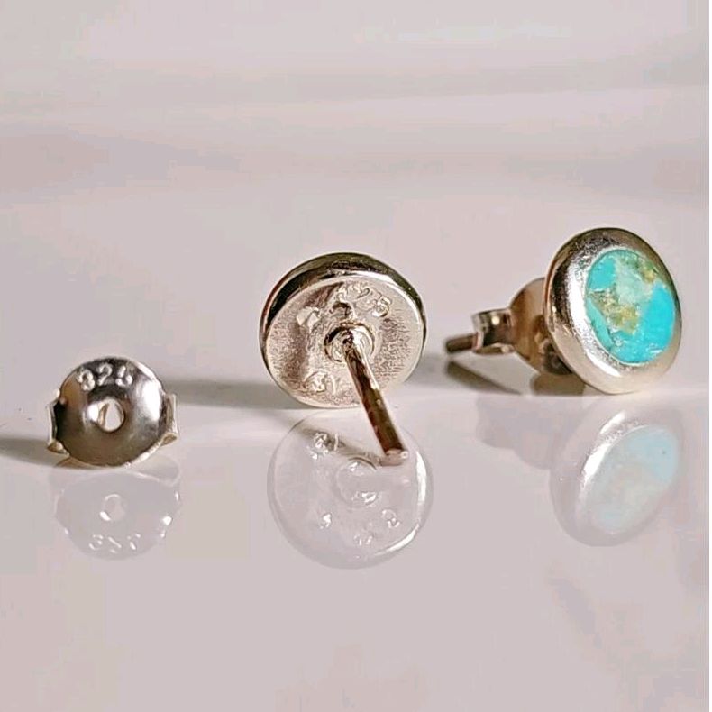 Sterling Silver 925 Turquoise Stud Earrings