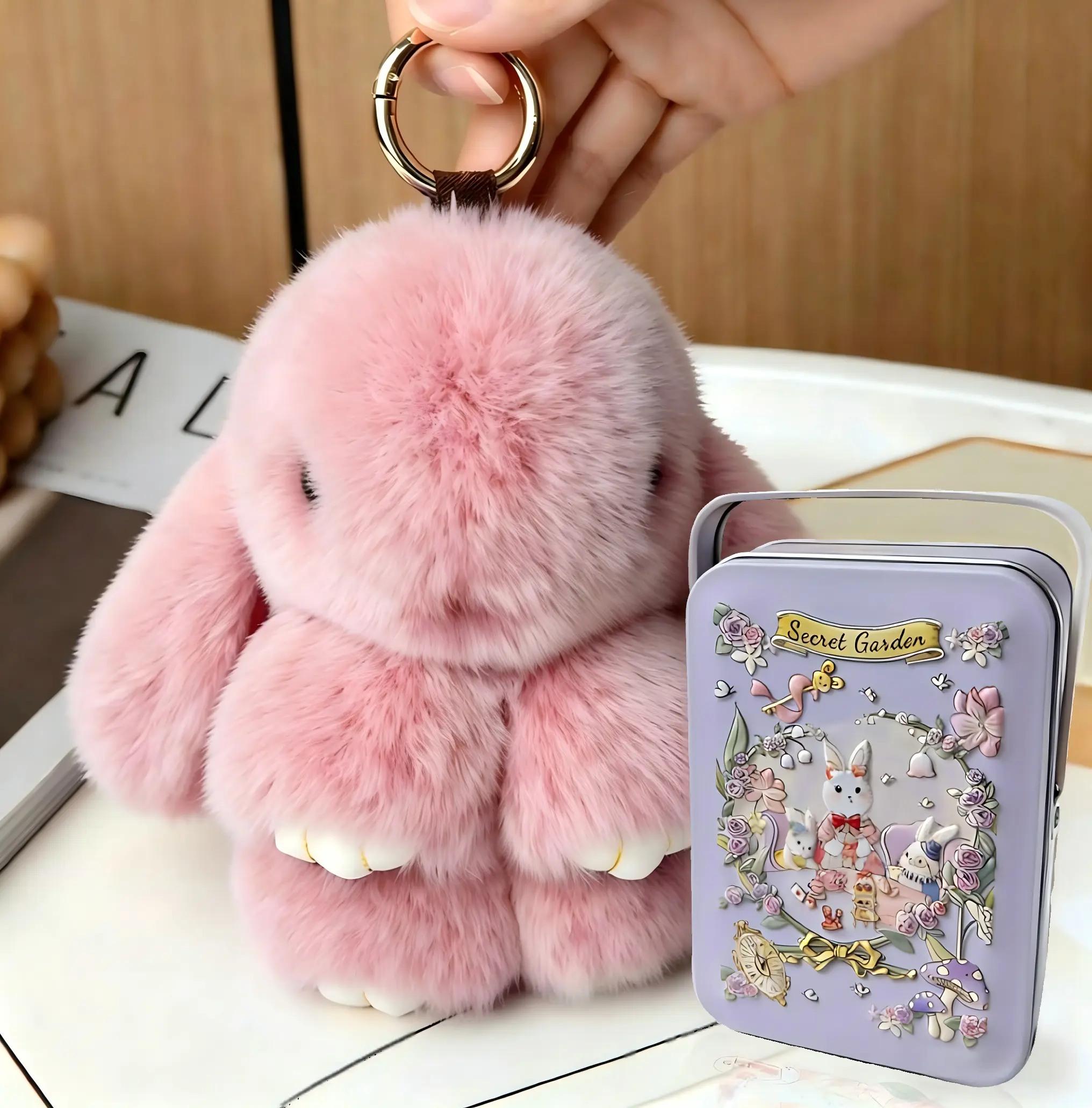 Handmade Cute Adorable Knitted Bunny Plush Keychain for Car, Bag, Phone, Fuzzy Keychain, Ideal Gift for Holidays & Birthdays tiktokshopspringglowup