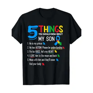Autistic Son Autism Awareness Support T Shirt For Parents 100 Cotton Black T Shirt 220G Comfort Fit