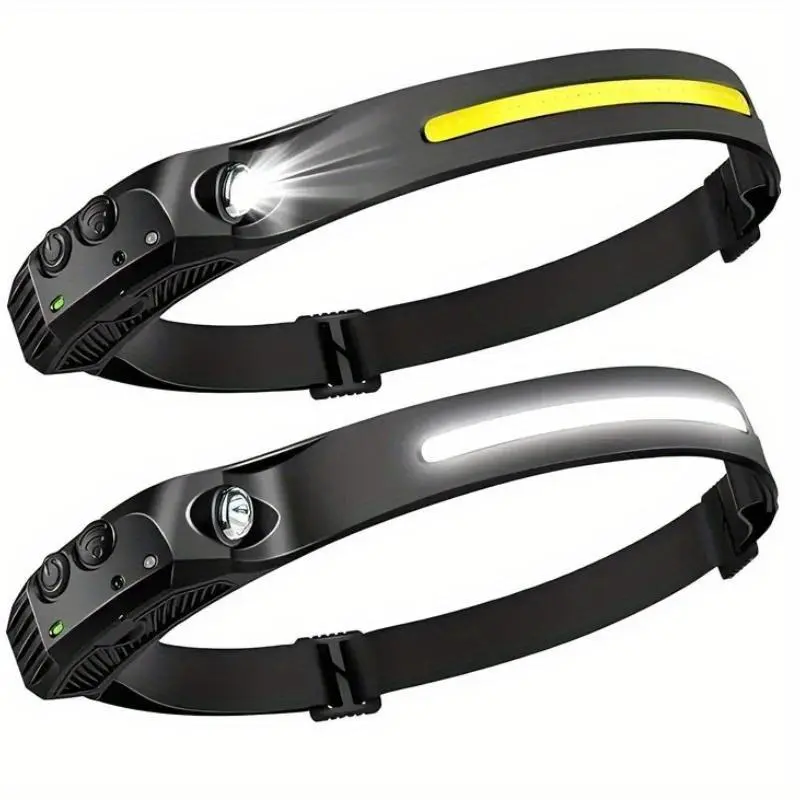 LED Rechargeable Headlamp 4/8 Pack - 230° COB Super Bright Forehead Lamp, Adult Hard Hat Light, USB C Headband Flashlight, Essential Equipment for Work, Hiking, Running, Camping