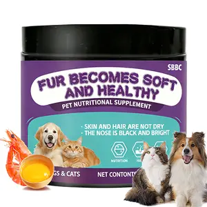 Pet Cat & Dog Skin & Coat Supplement for Brightness, Softness, and Healthy Skin & Coat; Supports Shedding Control and Age-Related Skin/Coat Decline; Contains Vitamins, Fish Oil, Omega-3 Fatty Acids (DHA), Biotin, Vitamin E; Egg Yolk Powder & Shrimp Meal;