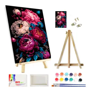 SupaDiya Paint by Numbers Kit for Adults Beginners, Framed and with Easel, Easy Acrylic Watercolors Oil Number Painting Art on Streched Canvas with Easel for Home Decor and Gift 7.8x11.8inch DIY Starry Sky Diamond Painting Kit