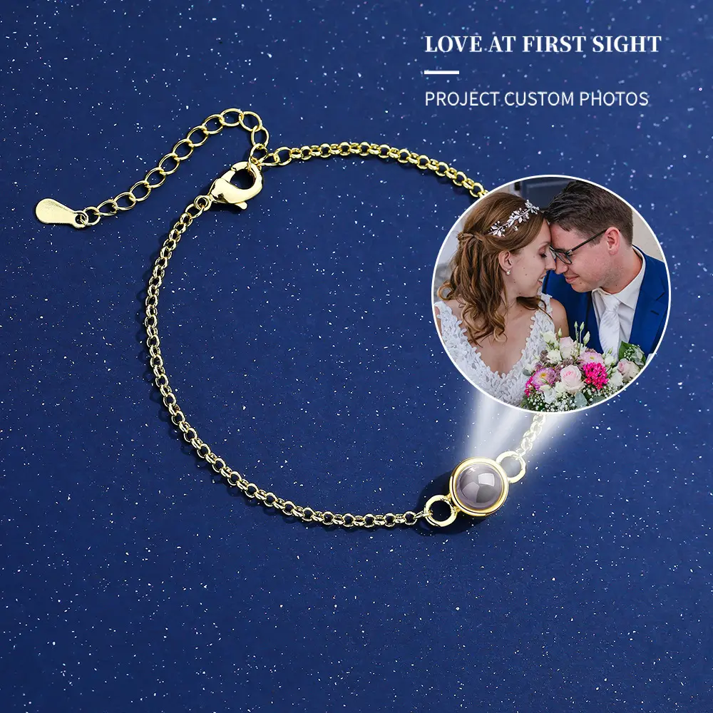 Custom Photo Projection Couples Bracelet Set, Personalized Copper and Rope Band Jewelry, Adjustable Unisex Gift for Engagement, Personalized Couples Bracelet, Bangles