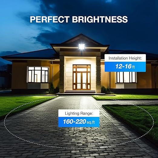 Solar Lights Outdoor Waterproof, Solar Street Light with Motion Sensor, 7000K Dusk to Dawn Security Flood Lights IP66, Commercial Outdoor Lighting for Parking Lot, Yard, Driveway, Farm