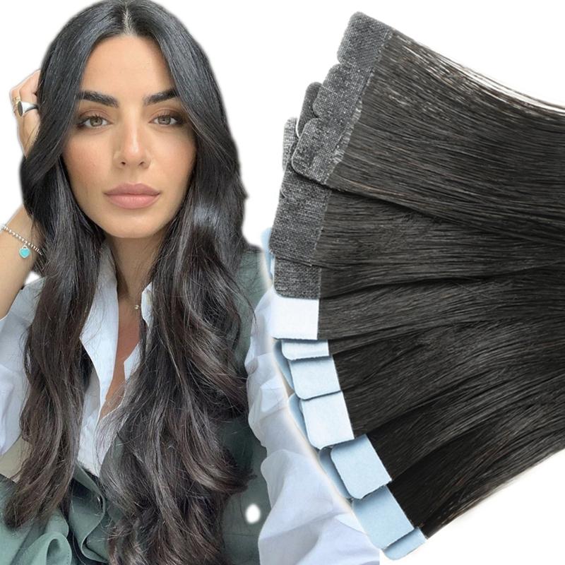 3*0.8cm Mini Tape In Hair Extensions Human Hair,Tape In Hair Extensions,10PCS/Pack,12inch-24inch Long Hair Extensions,Brazilian Remy Hair Extensions,Black/Brown/Blonde Hair Extensions For Women Add Volume,Daily Hair Extensions,Natural Invisible Hair