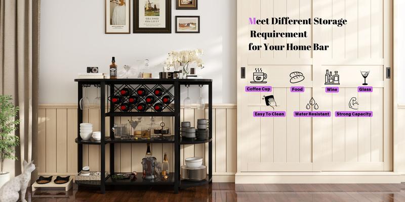 Home Bar Table, Wine Rack, Freestanding Storage Table, Stylish Utensils Bottle Grid Wooden Metal Coffee Sturdy Metal Coffee Glass Kitchen Adjustable Power Outlets, Led Lights Home Bar Table, Wine Rack, Freestanding Storage Table, Stylish Utensils Bottle Grid Wooden Metal Coffee Sturdy Metal Coffee Glass Kitchen Adjustable Power Outlets, Led Lights