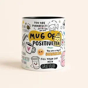 Motivational Mug of Positivi-tea, Positivity Coffee Mug, Self Care Cup for Her, Inspirational Quote Gift, Positive Daily Affirmations