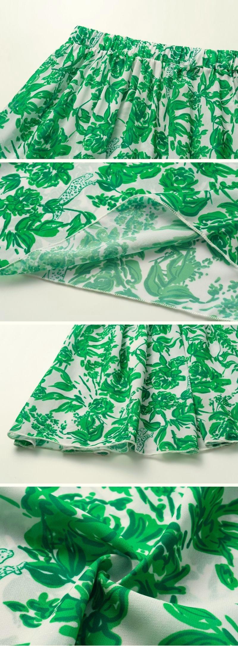 FLAXMAKER Women's Convertible Strap V Neck Tummy Control Green Print One Piece Swimsuit and Matching Skirt Set V-Neck Swimdress Swimwear Bathing Suit Stylish Beachwear #TikTokShopBlackFriday Tankini Tops