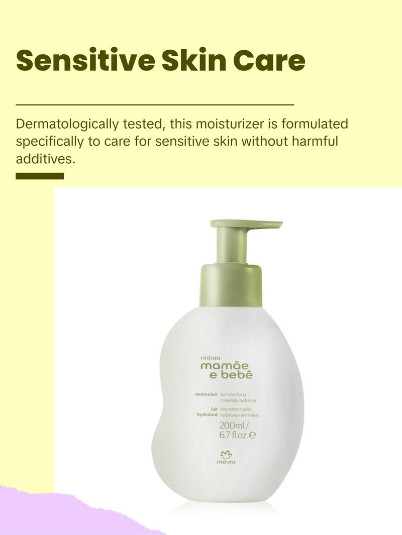 Natura  Mamãe e Bebê Baby Moisturizer, Fast Absorbing Lotion with 100% Vegetable Oils & Cupuaçu Butter, Gentle Skin Care Formula
