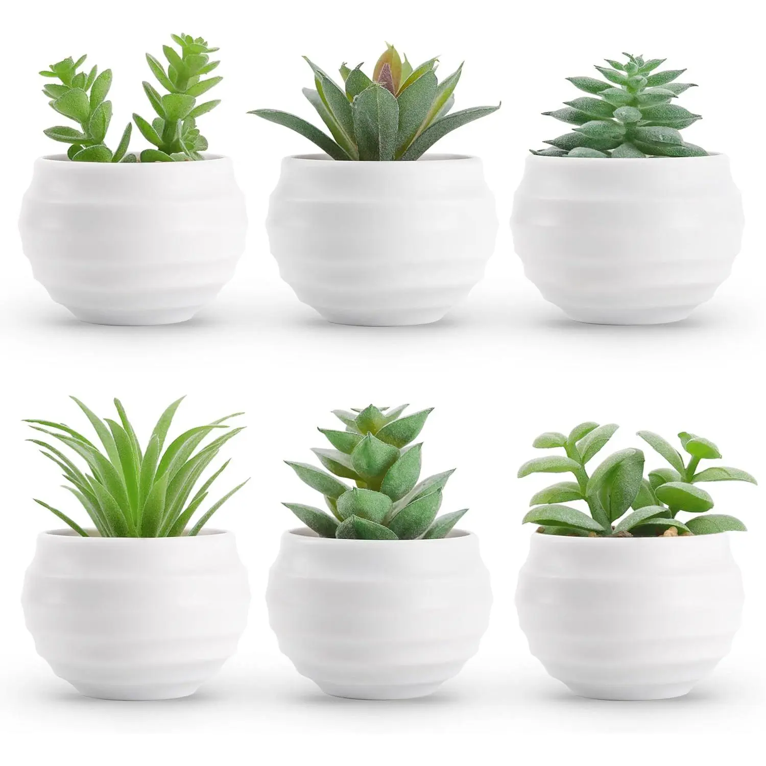 6-Piece Decorative Plastic Artificial Succulent Plants in Pots, Small Home Supplies for Bedroom Aesthetic, Living Room Shelf, Office Desk Accessories, Gifts