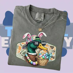 Comfort Colors Easter Egg Hunter Shirt, Camo Duck Egg Hunter T-shirt, Men Women Easter Shirt, Hunting Easter Gift, Western Cowgirl, Country Camo
