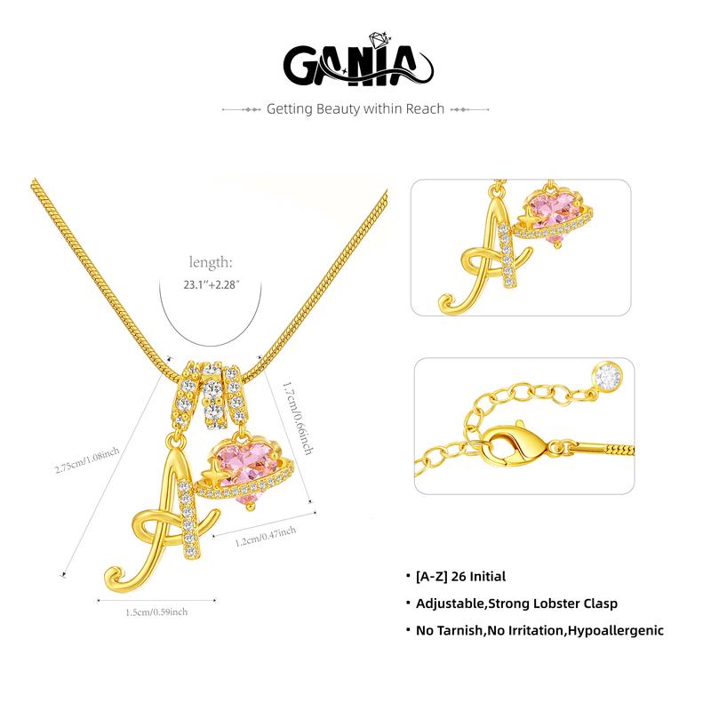 GANIA Art-designed personalized name letter necklace, free of allergenic ingredients, with adjustable size. It is an excellent Valentine's Day gift for women and girls.