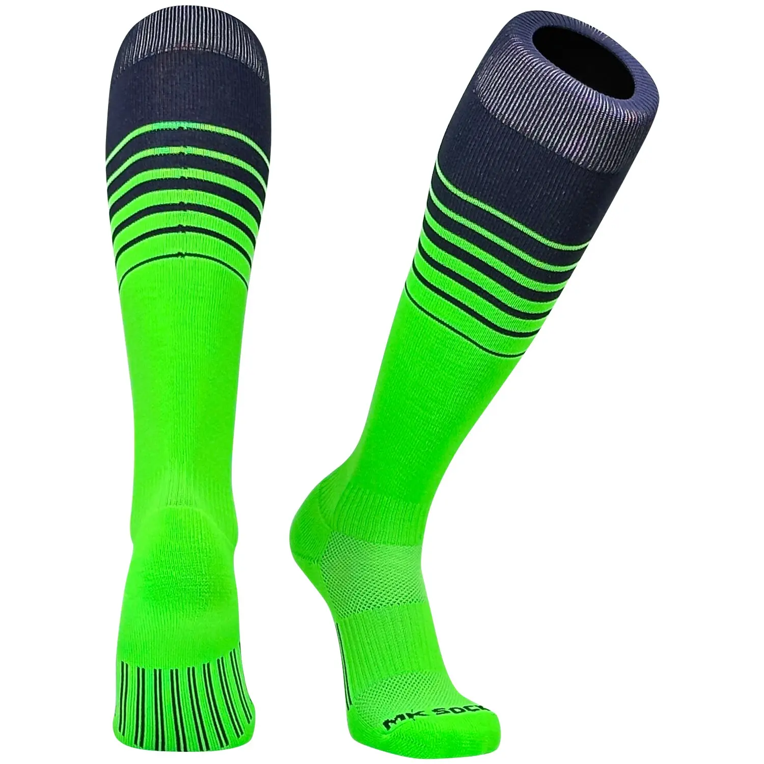 Mk Socks Breaker Fade Baseball Football Soccer Knee High Socks - Navy Neon Green