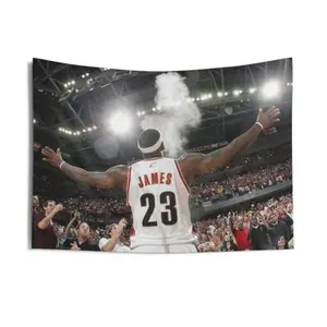 Lebron James' iconic Cleveland Knight instant tapestry, suitable for living rooms, bedrooms, college dormitories, and room decorations for Halloween. Creative gifts, outdoor, college dorm home banner stylish accessory Hanging Lightweight Wall roo