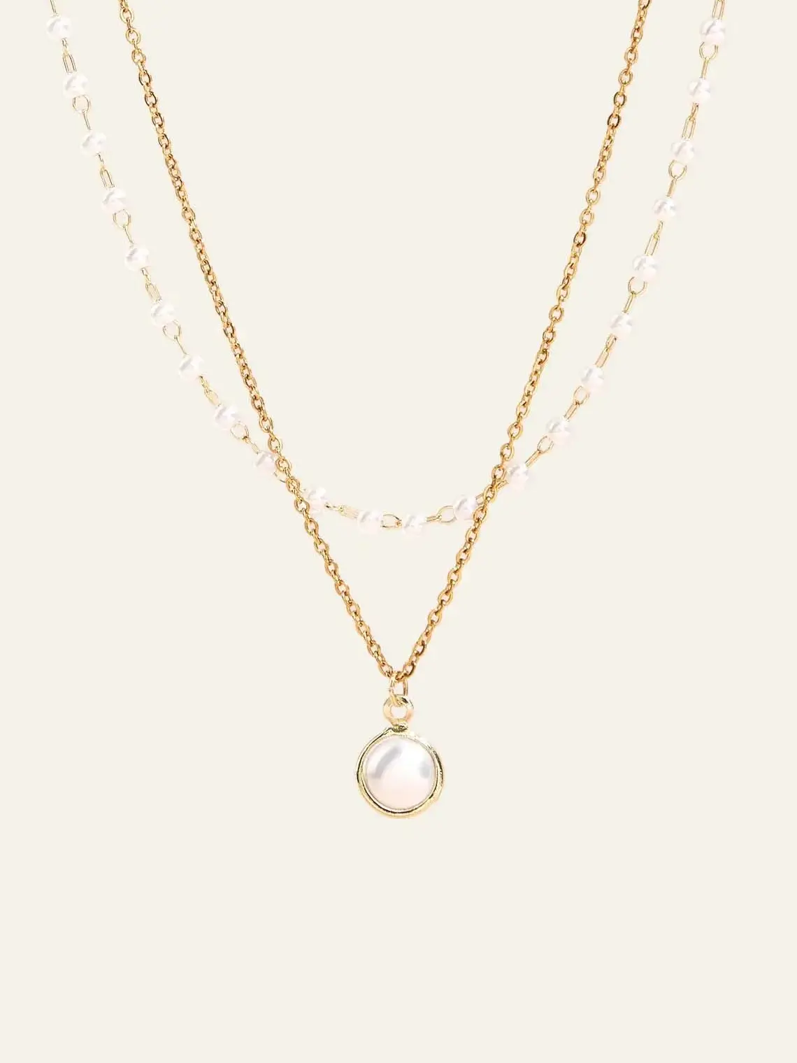 AZAZIE Double Pearl Layered Necklace, Dainty Gold-Tone Pendant Chain for Bridal Wedding Jewelry, Chic Gold Aesthetic, Pearl Chain Necklace