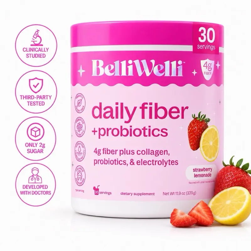 BelliWelli Fiber + Probiotics - Strawberry Lemonade -30 day