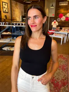 Diane Double Layered Seamless Top in Black