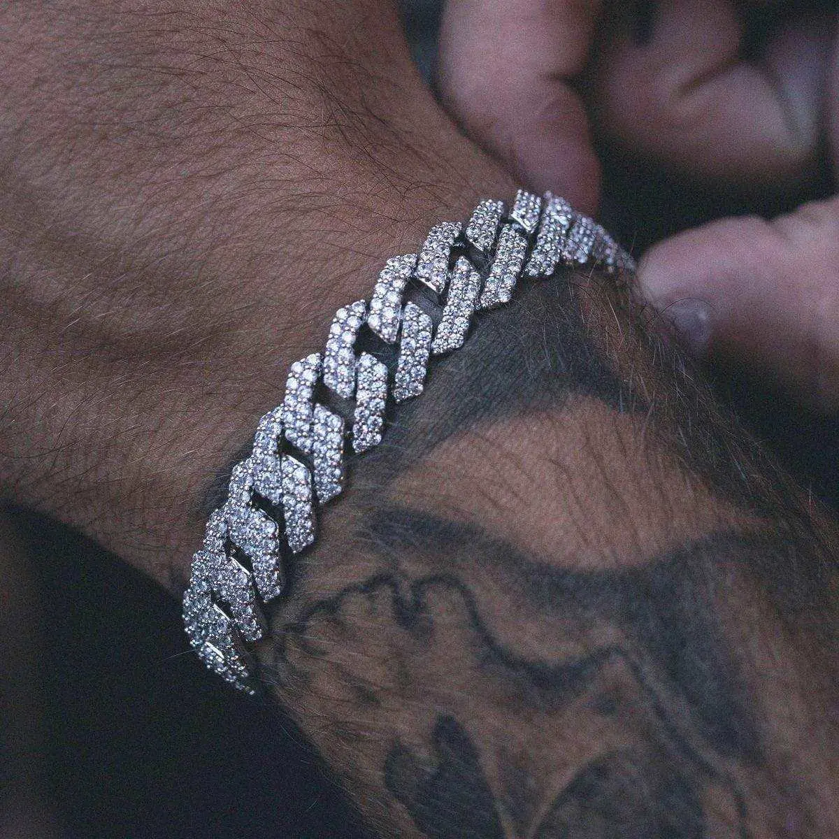 GLD Diamond Prong Link Bracelet in White Gold - 12mm - Perfect Gift