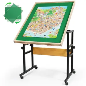 ALL4JIG 360° Rotating Puzzle Table for Adults Gifts Wooden Jigsaw Puzzle Board with 4 Drawers & Cover Vertical Placement Option Board for 1500 Pieces Adjustable Height & Anti-Slip Cover Game