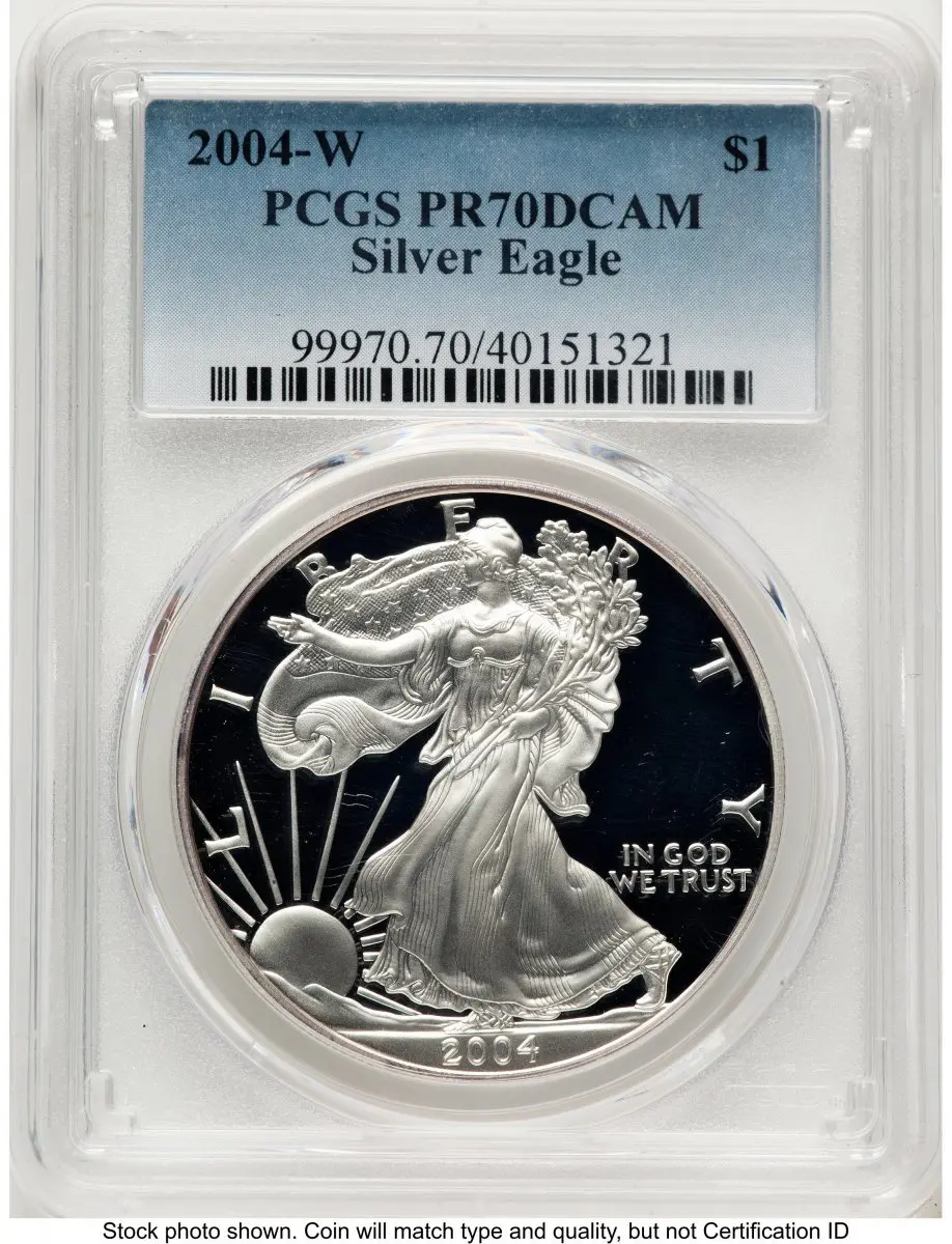 Modern Bullion Coins (2004-W Proof Silver Eagle 1 oz Blue Gradient)
