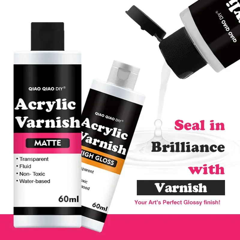 Acrylic Varnish Kit, 1 Count Water-based Sealer with Gloss & Matt Finish, Suitable for Wood, Clay, Paper, Metal, Plastic, Leather, Fabric Artworks, Art Materials, Art Supplies
