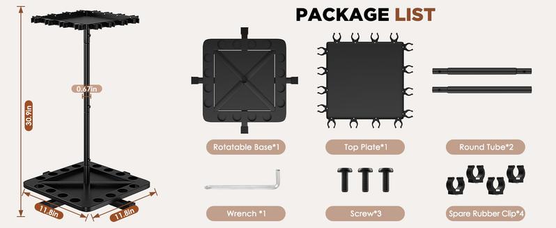 Carbon Steel 360° Rotating Fishing Rod Holder for Garage Holds 16 Rods Easy Install Space Saving Sturdy Rack Organizer for Men Black Bracket Shelf