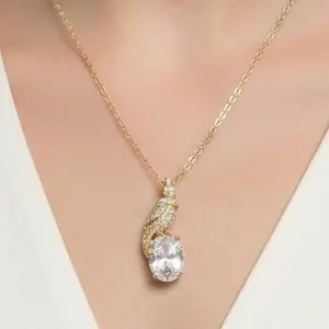 Luxury Gold Plated Bird Pendant Necklace for Women | Cubic Zirconia Crystal Parrot Charm | Statement Jewelry Gift