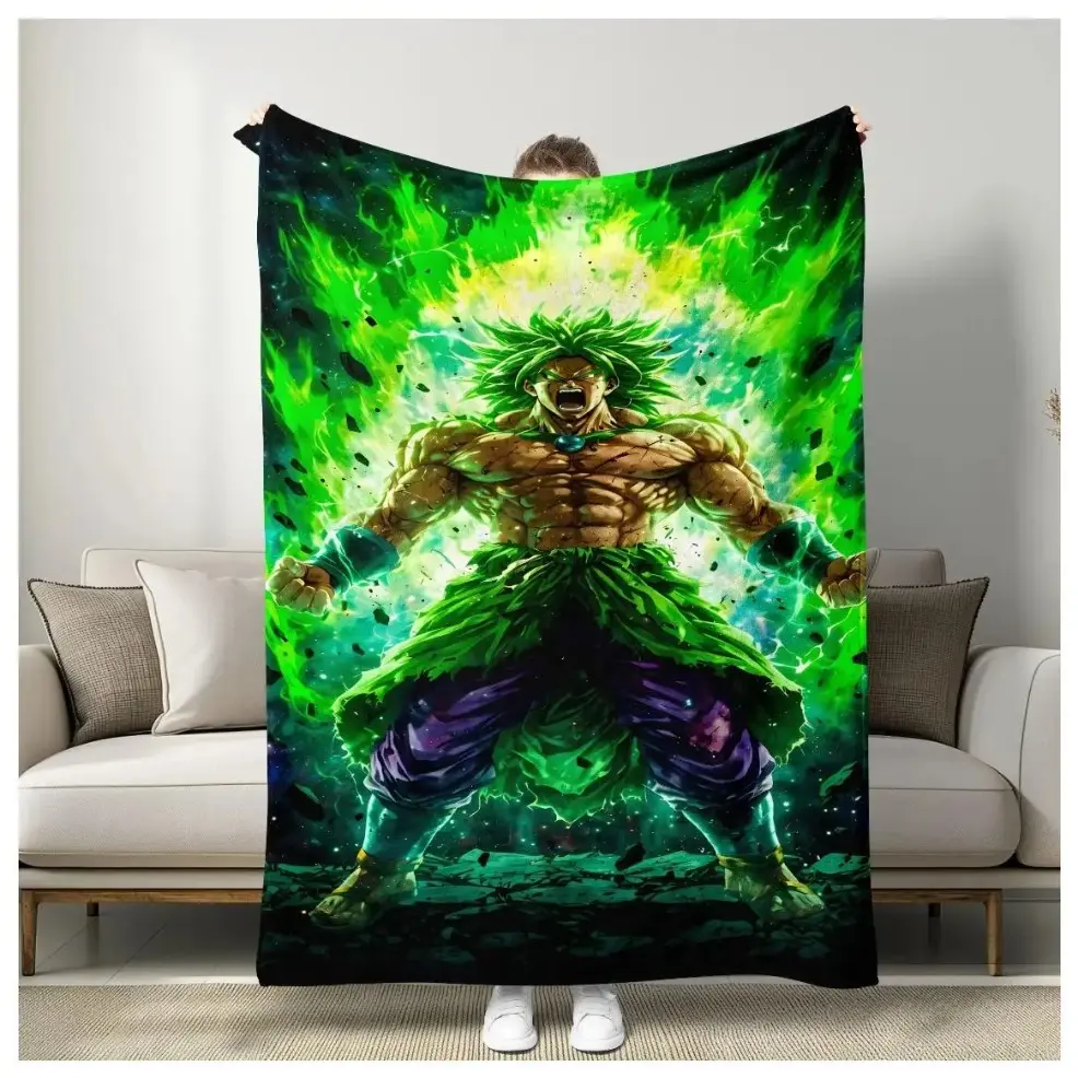 Ultra Form Battle Themed Flannel Blanket,Baby blankets and adult blankets  Dark Starry Sky & Bursting Flame, Muscle‑Defined Warrior Figure Precision Design, Cozy Warm Throw Blanket for Anime Style Fans, Birthday Christmas Holiday Gifts Home Decor