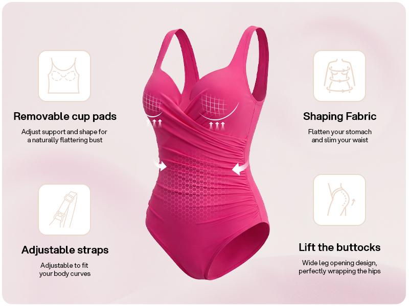 Lilylove 2026 New Women's Plunge Underwire One Piece Swimsuit Ruched Deep V-Neck Sculpting Tummy Control Slimming Snatched Waist Shapewear Bathing Suit Swimwear Swimming Beach