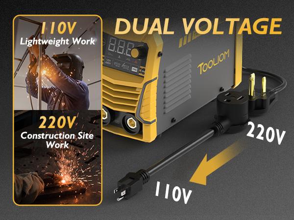 TOOLIOM 195A Stick Welder 110/220V Dual Voltage Lift TIG Welder, LCD Display IGBT Inverter Welding Machine with Hot Start Arc Force & VRD, Fits 5/32" Rods