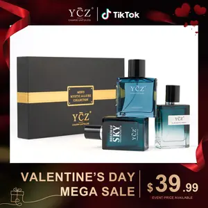 YCZ Men's Mystic Allure Collection Fragrance Set - YCZ Club Marine & Breath of Sky Eau De Cologne Gift Box with Long Lasting Light Scent for Any Occasion-Valentine's Day gift