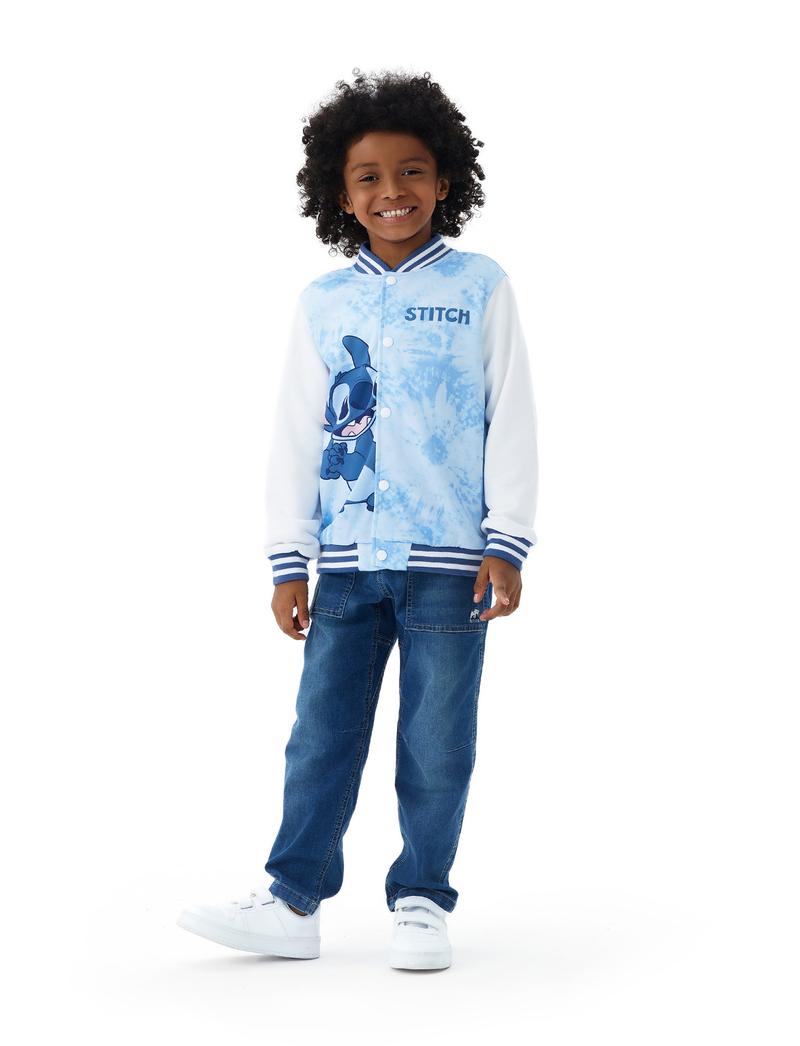 Disney Stitch & Angel Baseball Jackets Color-Block Lightweight Classic Snap Button Sweatshirts for Kids Sizes 6-14 Years