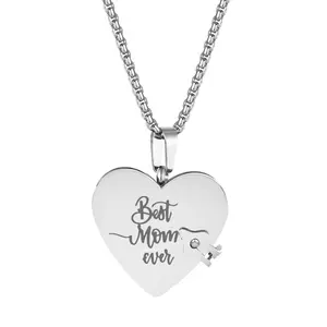 “Best Mom Ever” Book Necklace: Stainless Steel Openable Heart Locket Pendant Sentimental Keepsake Jewelry for Women Lady
