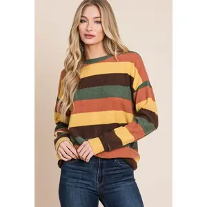 BOMBOM Multi-Color Striped Knit Top