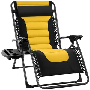 Best Choice Products Oversized Padded Zero Gravity Chair, Folding Outdoor Patio Recliner w/ Side Tray