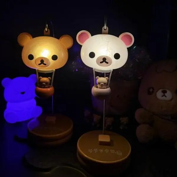 Japanese Style Rilakkuma Balloon Shape Desk Lamp - Instant Spot Delivery, Cute Night Light, Dry Battery Power, Gift Ideas, Desk Companion Box Set (Includes 2 AAA Batteries, 1 Screwdriver)
