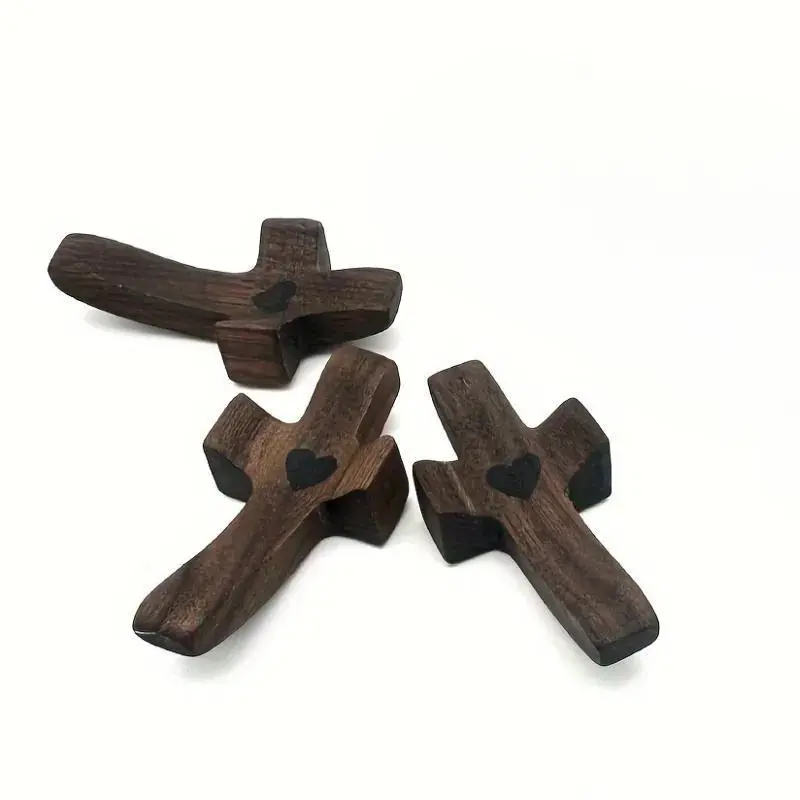 3Pcs/6Pcs Wooden Cross Decorations - Multi-functional Spiritual Symbols for Home & Office, Easter Basket Essentials Cross Fidget for Anxiety Relief, Altar Religious Decorating Ornaments Set Art Christmas Gifts Decorative