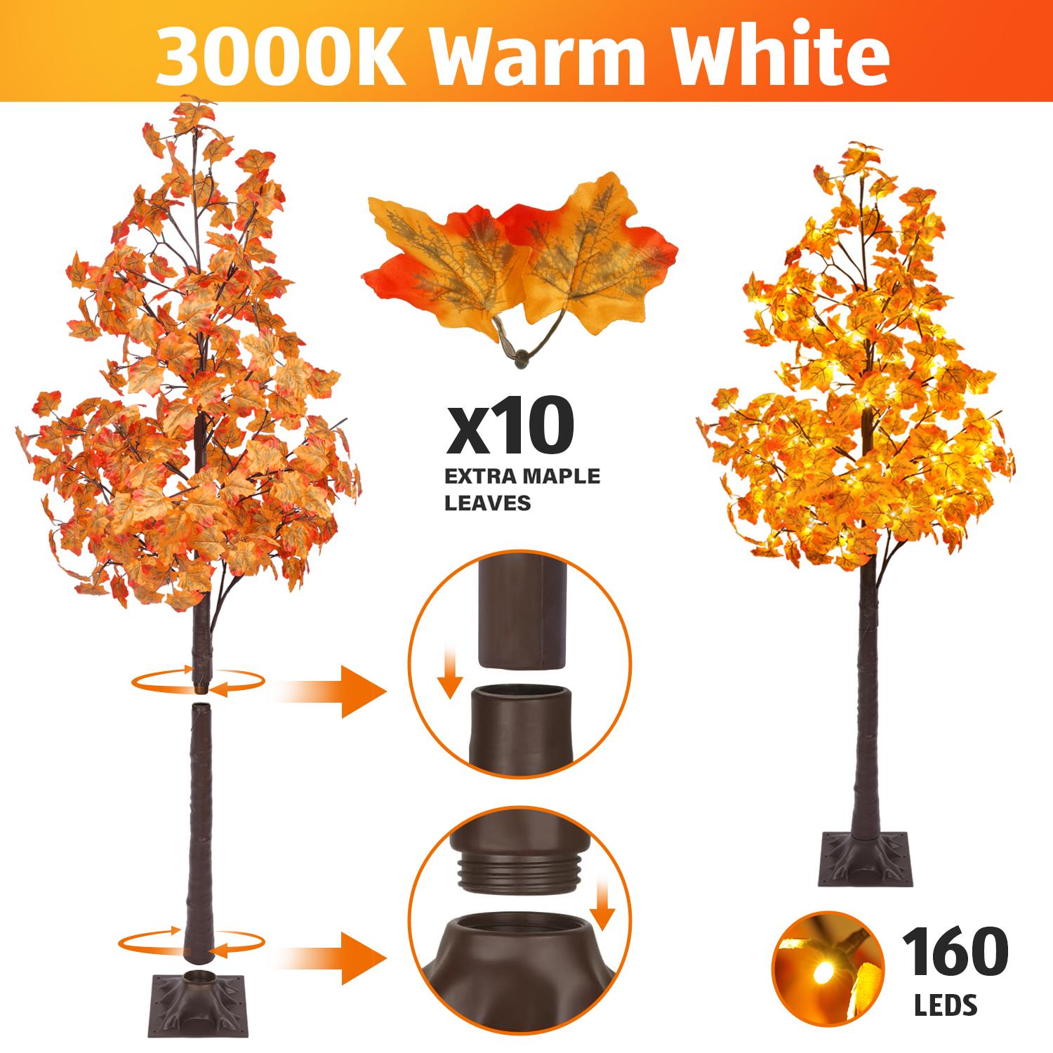 Hoodink 6/7ft Lighted Maple Tree with 96/160 Warm White LED Lights - Indoor Decorative Twig Tree for Home, Bedroom, Christmas Holiday Decor,Lighted Twig Tree, Decorative LED Tree, Warm White Glow, Birch Wood Aesthetic, Plastic Birch Foliage Hoodink 6/7ft Lighted Maple Tree with 96/160 Warm White LED Lights - Indoor Decorative Twig Tree for Home, Bedroom, Christmas Holiday Decor,Lighted Twig Tree, Decorative LED Tree, Warm White Glow, Birch Wood Aesthetic, Plastic Birch Foliage