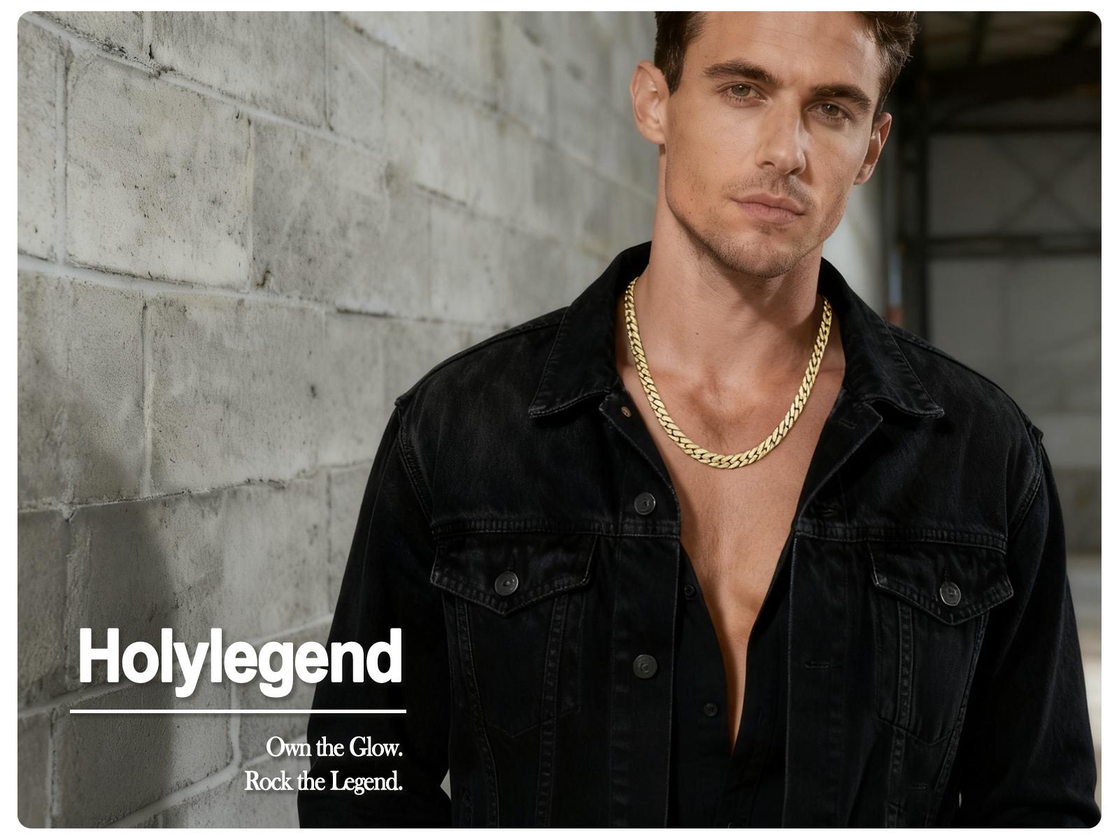 Holylegend 14K Real Gold-Plated Rope, Figaro, Miami, Cuban, Byzatine, Franco Necklace Chain 24 Inches Long,Tarnish-Free, 8mm/10mm Width, Secure Clasp