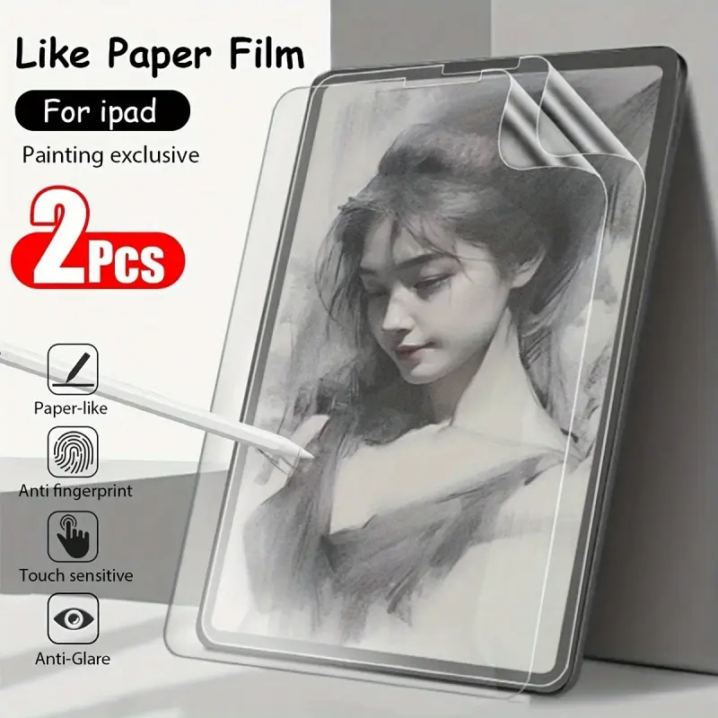 2 matte paper like flat Screen Protector film, painting and writing film, suitable for iPad Air4/5 10.9inch, iPad 11th generation 2025 (A16), iPad Pro 13 2024 iPad Prd 3rd/4th/5th/6th 12.9inch