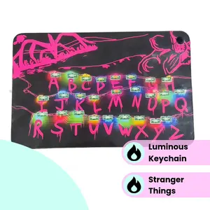 New CardLightPendant portable inverted running luminous warning keychain with four Stranger Things theme keychains