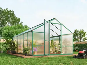 Gaomon 8x12 FT Heavy Duty Adjustable Outdoor Aluminum Walk-in Polycarbonate Greenhouse for Garden Backyard, Sliding Lockable Door, Vent Windows, Ground Nails, Quick Setup, Adjustable Greenhouse, Outdoor Aluminum Greenhouse