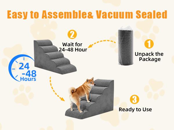 Dog Stairs Ramp for Small Dogs and Cats 5-Step Curved Pet Steps with High-Density Foam for Puppy and Older Cats Indoor Ramp Stairs for Couch High Beds Sofa Chairs Grey