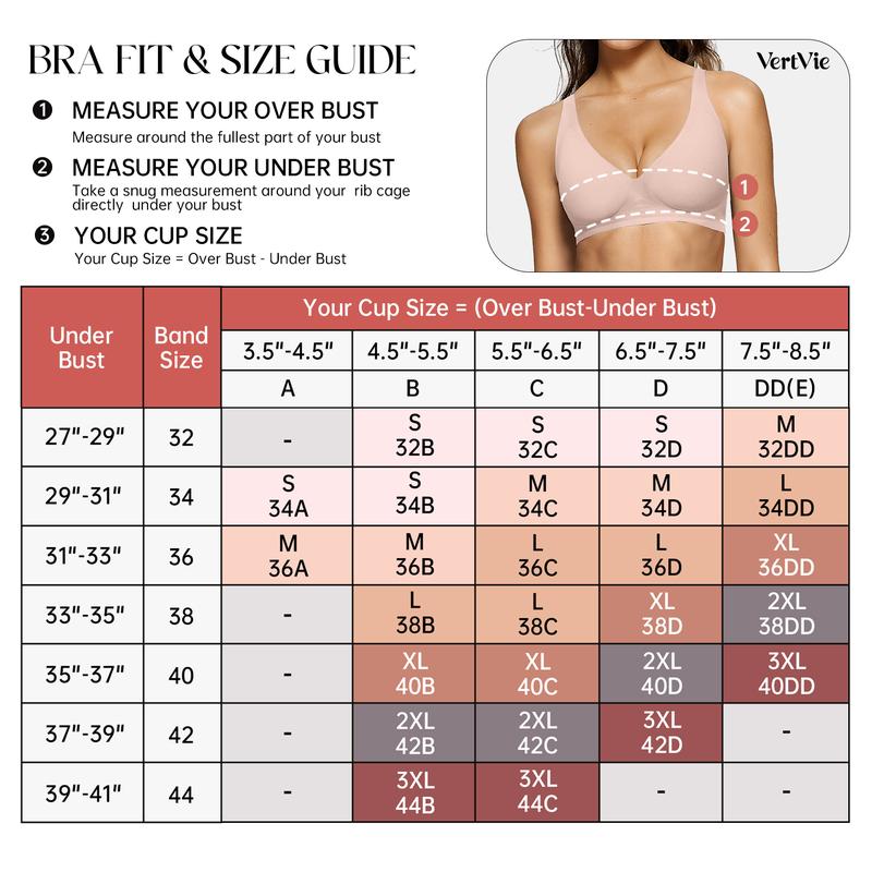 Vertvie Jelly Bra Deep V Plunge with Wide Straps Seamless Wireless Bras Comfort & Sexy U-Back Design Everyday T-shirt Bra for Women Casual Wear