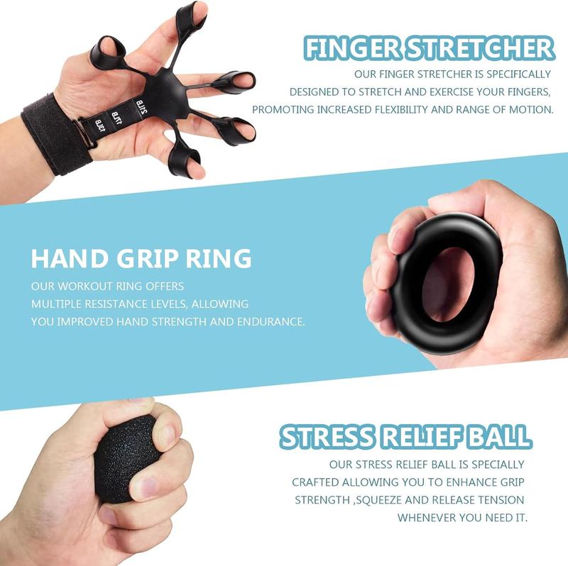 5 PCS Hand Grip Strength Trainer Kit, Finger & Forearm Strengthener, Hand Exerciser, Stress Relief Ball & Workout Ring for Muscle Building & Injury Recovery